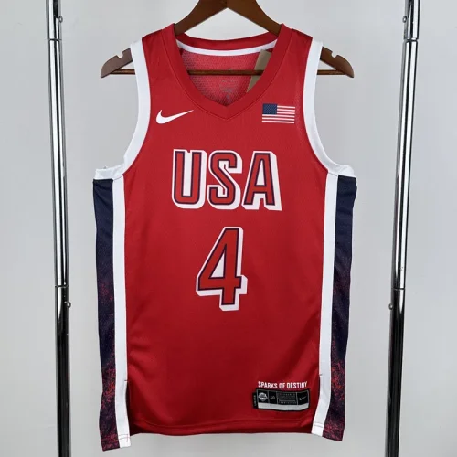 2024 Olympic Game USA CURRY # 4 Red Basketball Jersey