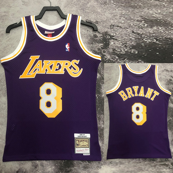 1996-97 LAKERS BRYANT #8 Purple Retro Top Quality Hot Pressing NBA Jersey(圆领)