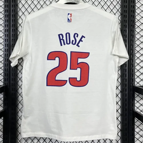 T180 Pistons ROSE #25 White High Quality Casual T-Shirt