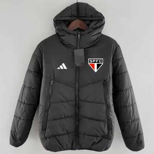 24-25 Sao Paulo Black Hooded Cotton Coat #棉衣