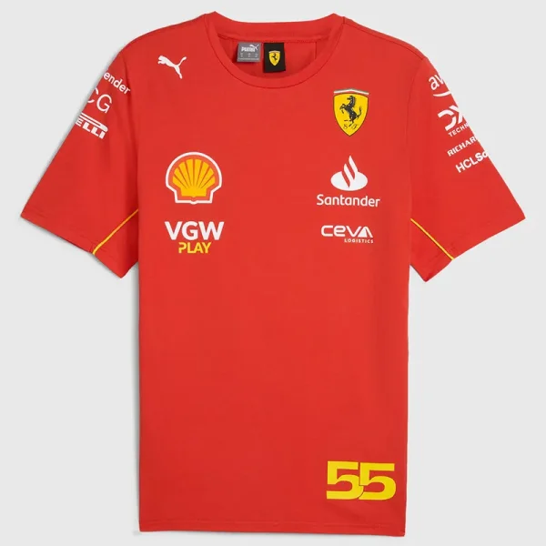 2024 F1 Ferrari #55 Red Racing Suit (圆领)