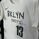 T251 Nets HARDEN #13 White High Quality Casual T-Shirt