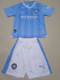 23-24 Man City Home Kids Soccer Jersey