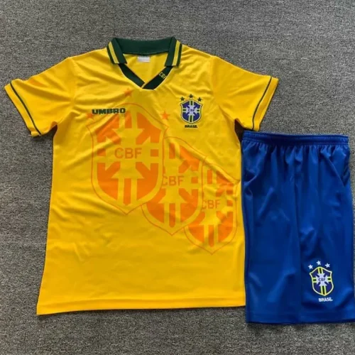 1994 Brazil Home Kids Retro Soccer Jersey