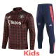 24-25 Man Utd Red black Kids Half Pull Tracksuit (童装)(半拉链)