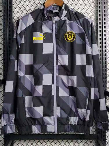 23-24 Man City Black White Windbreaker (格子）