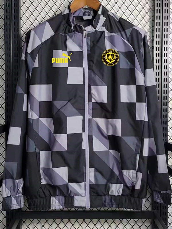 23-24 Man City Black White Windbreaker (格子）