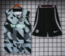 23-24 CHE Cyan Black Tank top and shorts suit