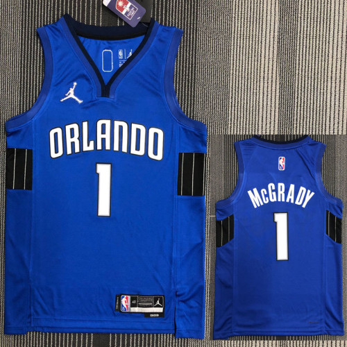 21-22 Magic McGRADY #1 Blue Trapeze Edition Top Quality Hot Pressing NBA Jersey