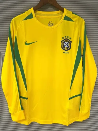 2002 Brazi1 Home Long Sleeve Retro Soccer Jersey(长袖)