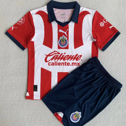 23-24 Chivas Home Kids Soccer Jersey