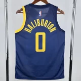 2017-2018 Indiana Pacers HALIBURTON #0 Blue City Edition Top Quality Hot Pressing NBA Jersey