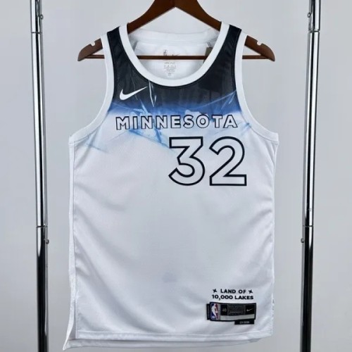 24-25 Timberwolves TOWNS #32 White City Edition Top Quality Hot Pressing NBA Jersey