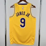 22-23 Lakers JAMES JR. #9 Yellow Top Quality Hot Pressing NBA Jersey(圆领)