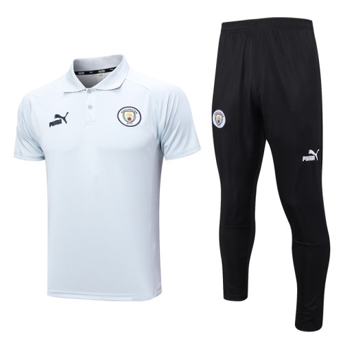 23-24 Man City Light Grey Polo Tracksuit #C991