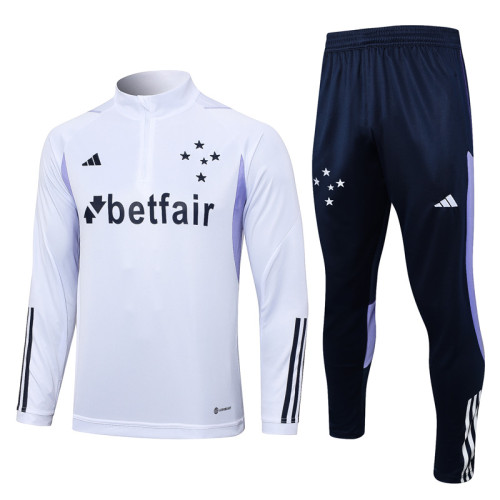 23-24 Cruzeiro White Half Pull Tracksuit #B653(半拉链)