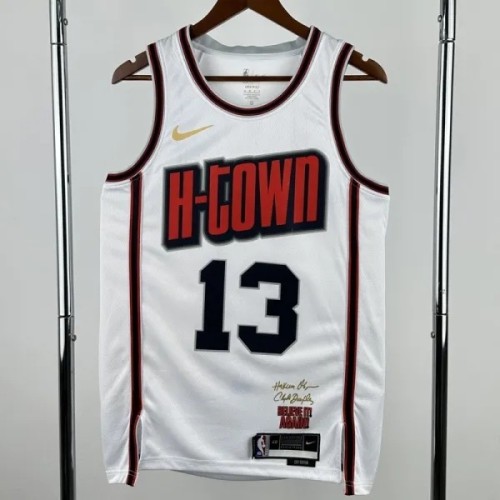 24-25 ROCKETS HARDEN #13 White City Edition Top Quality Hot Pressing NBA Jersey