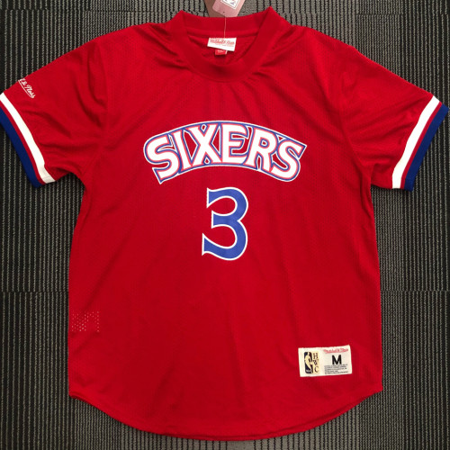 76ers IVERSON # 3 Red MitchellNess Retro Jerseys