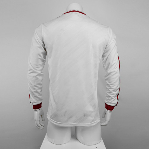 1986 Man Utd White Long Sleeve Retro Soccer Jersey 长袖