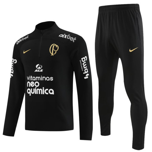 23-24 Corinthians Black Half Pull Tracksuit (半拉链)