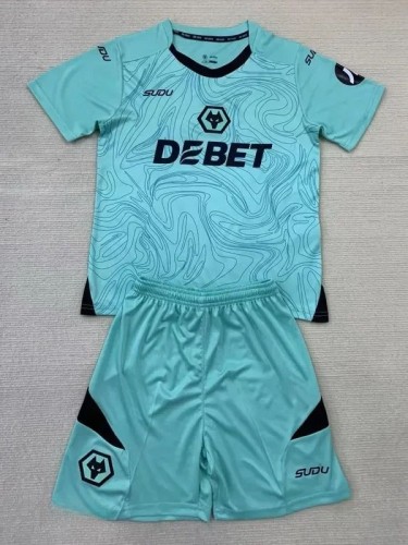 24-25 Wolves Lake blue Goalkeeper Kids Soccer Jersey