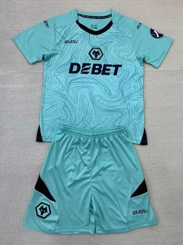 24-25 Wolves Lake blue Goalkeeper Kids Soccer Jersey