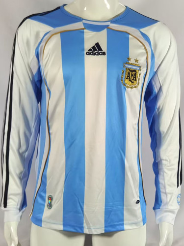 2006 Argentina Home Long Sleeve Retro Soccer Jersey (长袖)