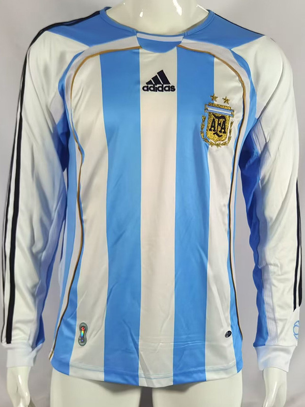 2006 Argentina Home Long Sleeve Retro Soccer Jersey (长袖)