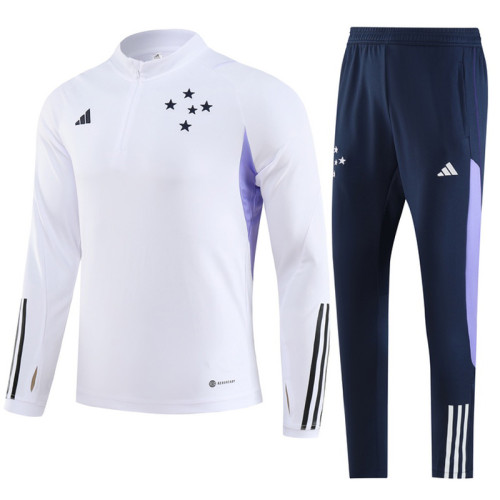 23-24 Cruzeiro White Half Pull Tracksuit (半拉链)