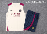 23-24 PSG Beige Tank top and shorts suit #D785