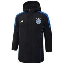 24-25 Ajax Black Hooded Windbreaker Fabric Cotton Coat #G190