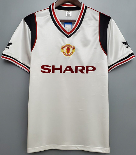 1985 Man Utd Away White Retro Soccer Jersey
