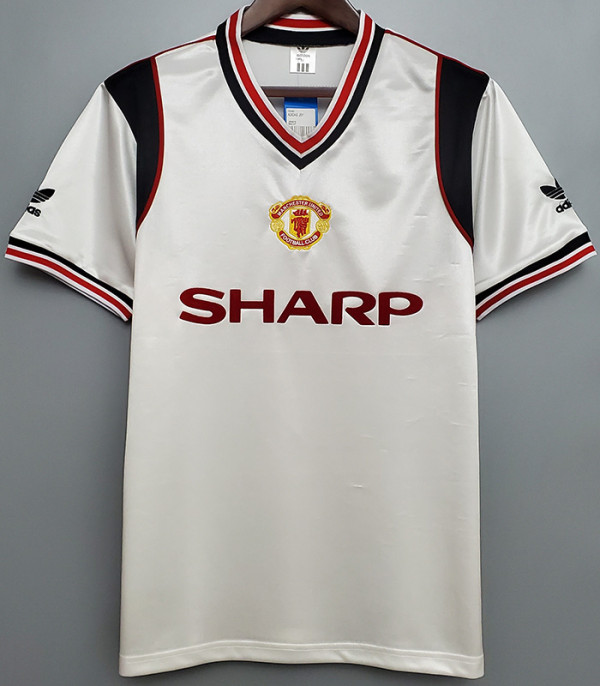 1985 Man Utd Away White Retro Soccer Jersey