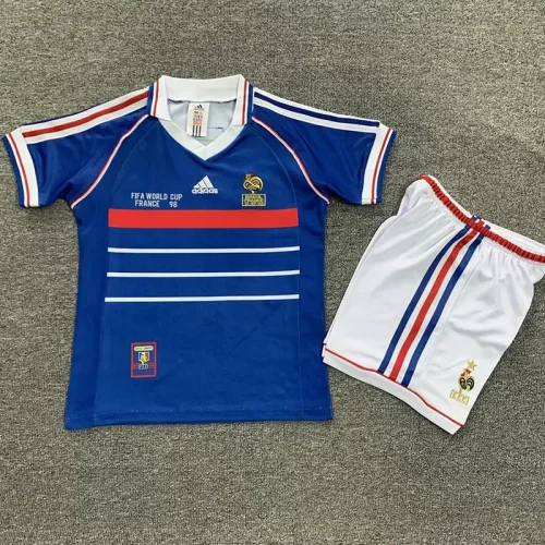 1998 France Home Kids Retro Soccer Jersey