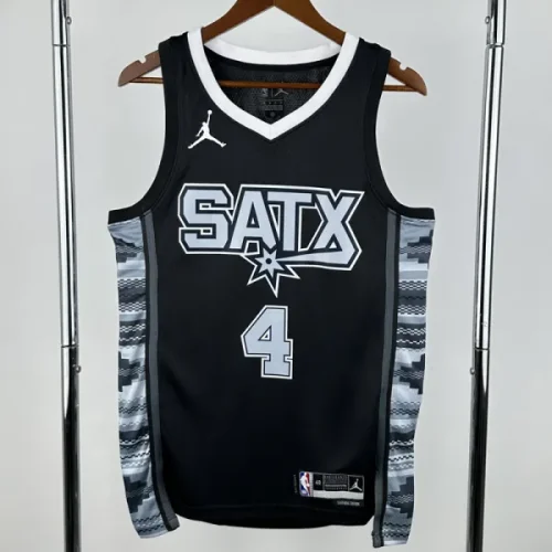 22-23 SA Spurs FOX #4 Black Top Quality Hot Pressing NBA Jersey (Trapeze Edition)飞人版