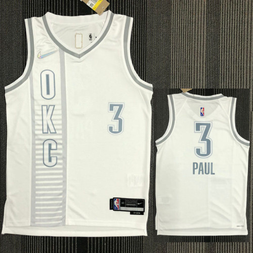 21-22 OKC PAUL #3 White City Edition Top Quality Hot Pressing NBA Jersey
