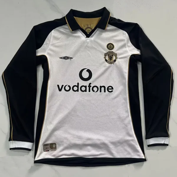 2001-2002 Man Utd White 100th Anniversary Long Sleeve Retro Soccer Jersey (长袖)