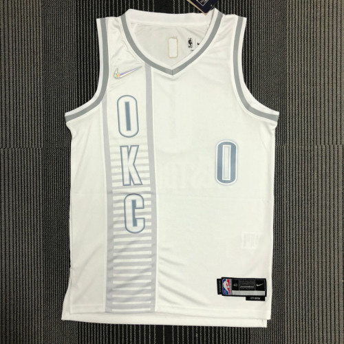 21-22 OKC WESTBROOK #0 White City Edition Top Quality Hot Pressing NBA Jersey