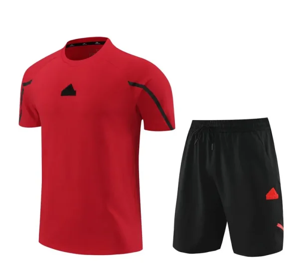 24-25 AD Red Training Short Suit #3333(100%Cotton)纯棉