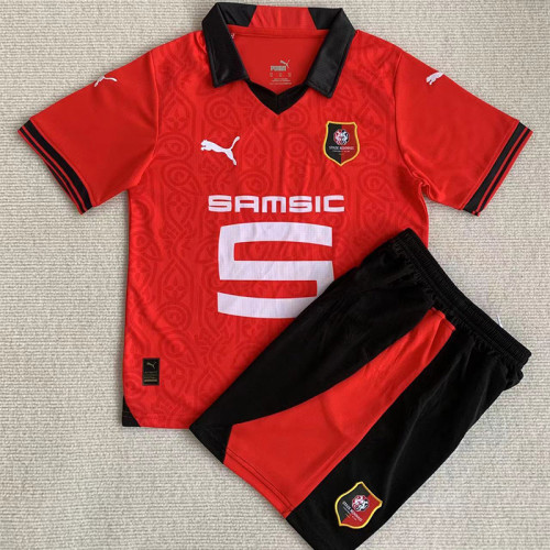 23-24 Stade Rennais Home Kids Soccer Jersey