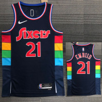 21-22 76ERS EMBIID #21 Royal blue City Edition Top Quality Hot Pressing NBA Jersey