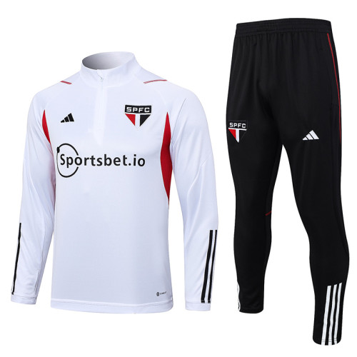 23-24 Sao Paulo White Half Pull Tracksuit (半拉链) #B655