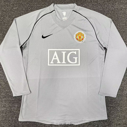 2007-2008 Man Utd Grey GoalKeeper Long Sleeve Retro Soccer Jersey (长袖)