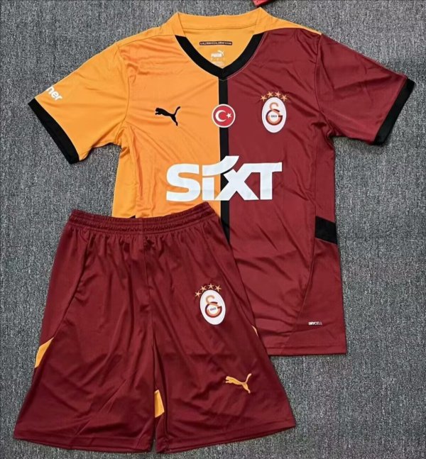 24-25 Galatasaray Home Kids Soccer Jersey *右袖广告
