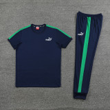 2023 PM Royal Blue Short-sleeved Trouser Suit #PJ01