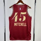 23-24 Cleveland Cavaliers MITCHLL #45 Red City Edition Top Quality Hot Pressing NBA Jersey