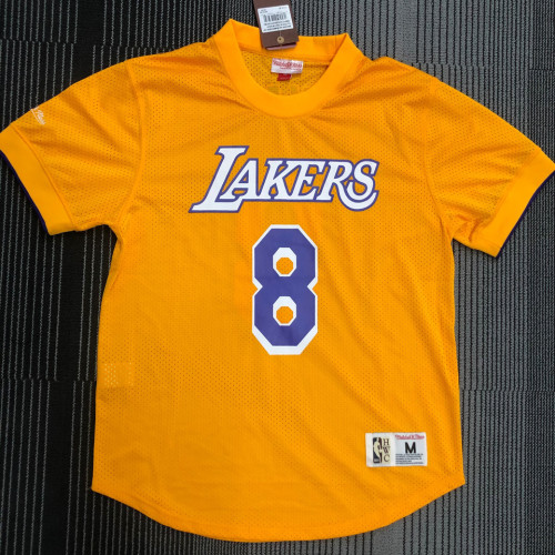 Lakers BRYANT # 8 Yellow MitchellNess Retro Jerseys