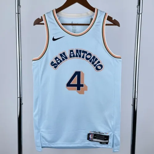 24-25 SA Spurs FOX #4 Light blue City Edition TopQuality Hot Pressing NBA Jersey (圆领)