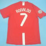 2007-2008 Man Utd home Red Retro soccer jersey(带胸前决赛字)