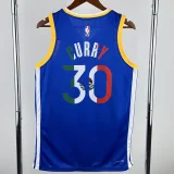 WARRIORS CURRY #30 Blue Top Quality Hot Pressing NBA Jersey (V领)